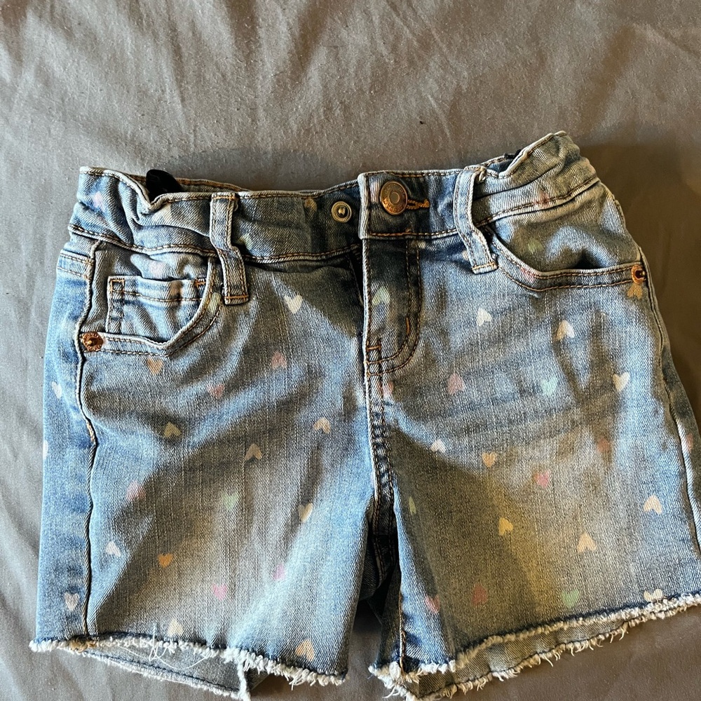 Heart Pattern Denim Shorts